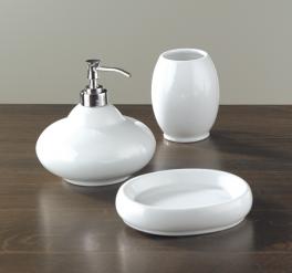 Samira Белые аксессуары для ванной настольные керамические хром